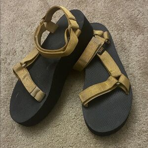 Teva Gold and Platform Sandals size 11
